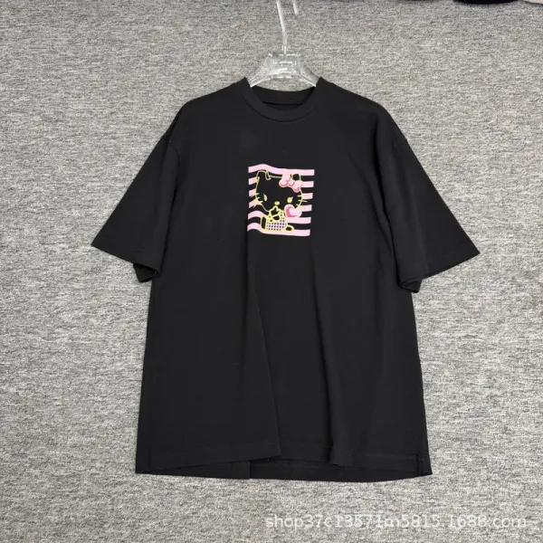 Hello Kitty Graphic Print Oversized Gray T-Shirt - 5