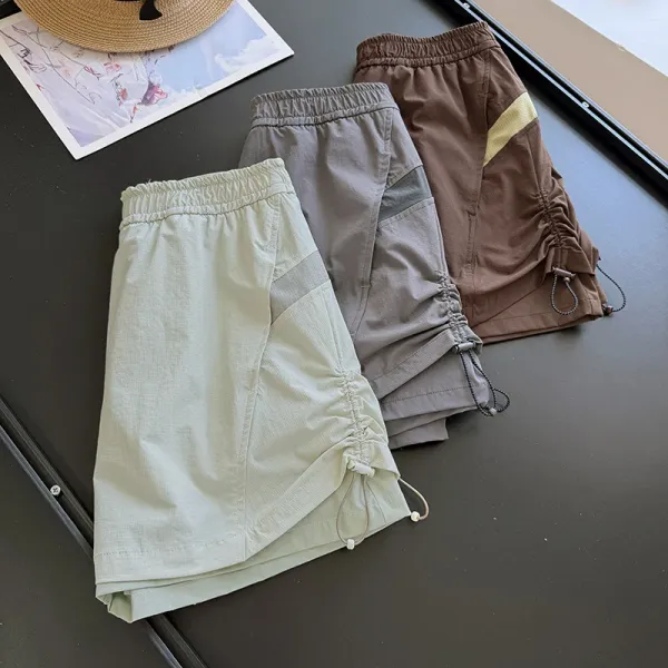 Design Lightweight Mesh-Panel Drawstring Shorts Sage Green - 12