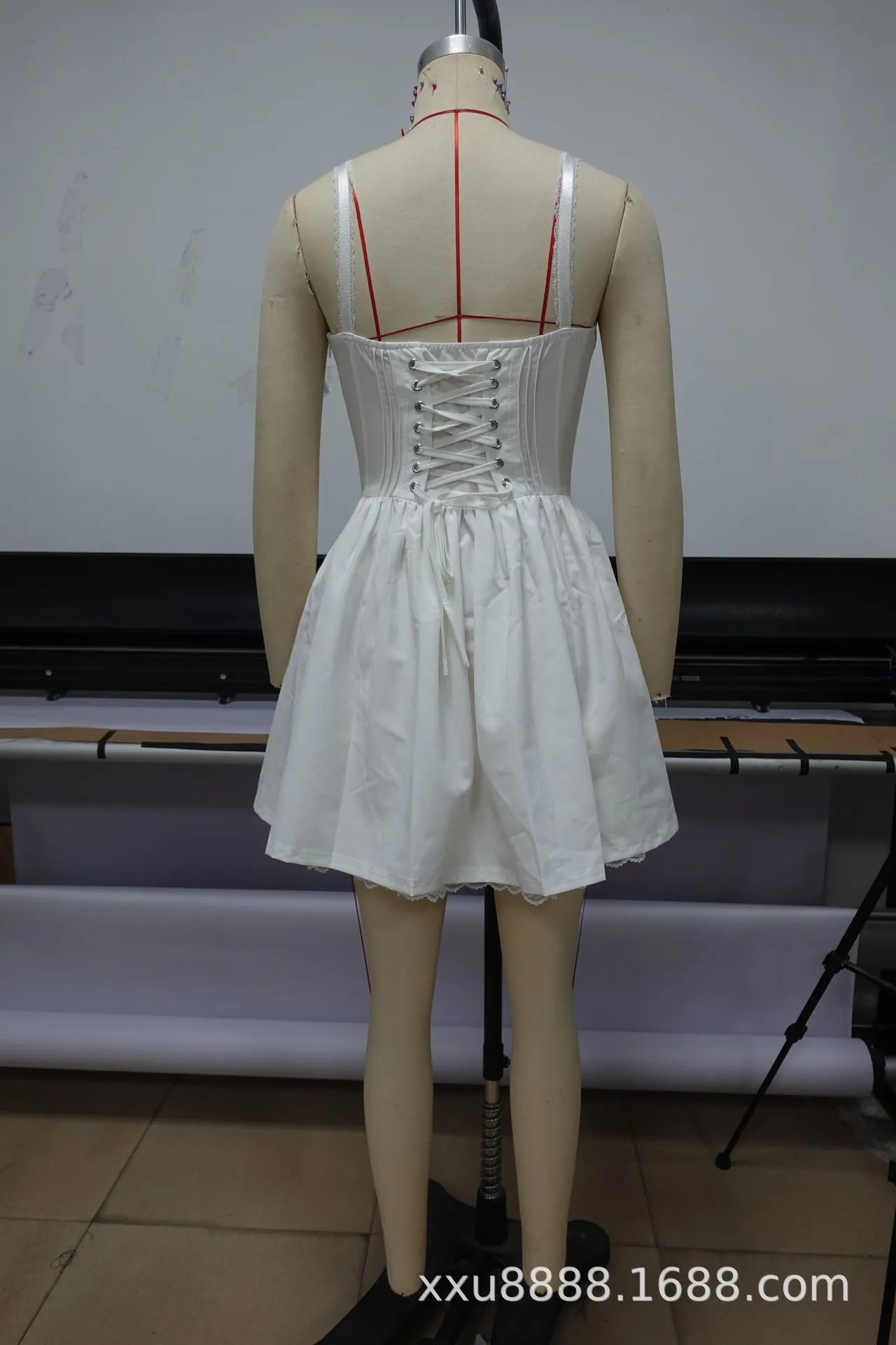 Design Off-Shoulder Lace Corset Mini Dress White - 14