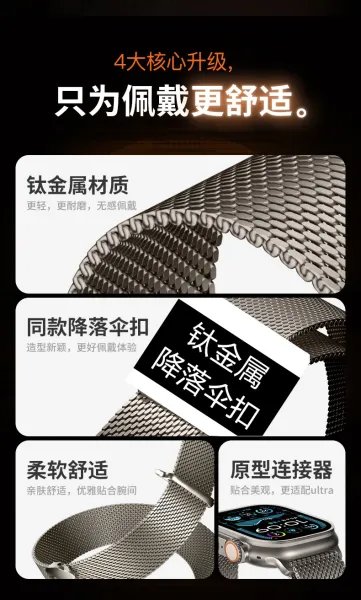 Apple Watch Ultra 2 Titanium Black Milanese Loop Smartwatch Smartwatches - 7