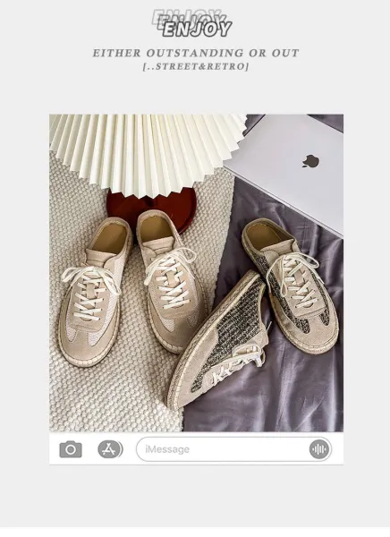 Design Espadrille Mule Sneaker Beige Casual Shoes - 2