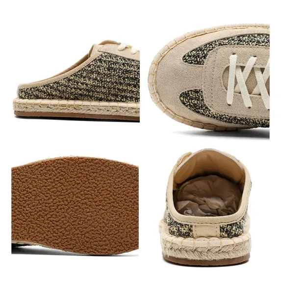 Design Espadrille Mule Sneaker Beige Casual Shoes - 4