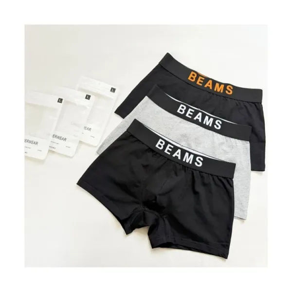 Design BEAMS Boxer Briefs Black / Gray / Black Orange Waistband Underwear - 4