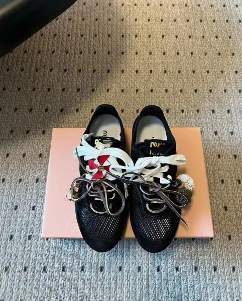 Maison Margiela Tabi Sneakers Black Mesh with Decorative Laces and Charms - 1