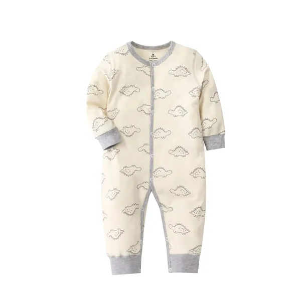 Design Striped Ribbed Footed Romper Brown and White Sleepwear - 18