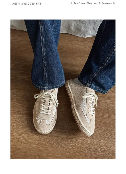 Design Espadrille Mule Sneaker Beige Casual Shoes - 14
