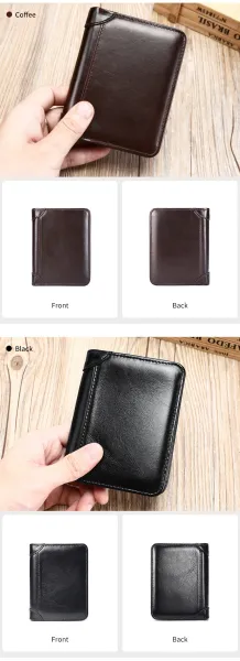 Design Classic Bifold Wallet Brown Leather Short Wallet - 9