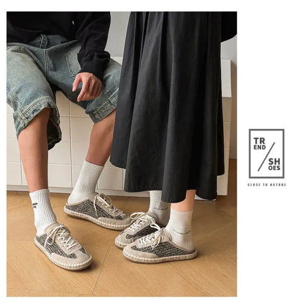 Design Espadrille Mule Sneaker Beige Casual Shoes - 16