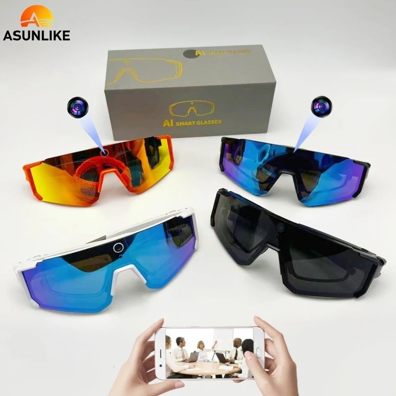 Design ASUNLIKE Smart Camera Sunglasses Orange Mirror Lens Sport Sunglasses Eyewear - 3
