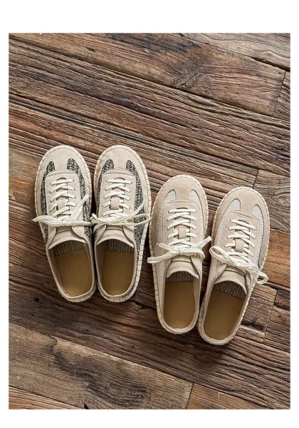 Design Espadrille Mule Sneaker Beige Casual Shoes - 25