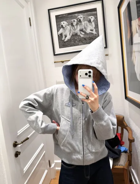 Vivienne Westwood Orb Logo Zip-Up Hoodie Gray - 10