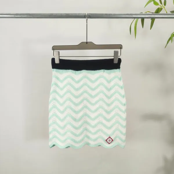Design Chevron Knit Polo Set Mint Green and White - 4
