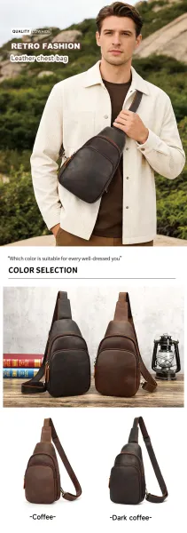 Design Leather Sling Bag Brown Crossbody Bag - 3