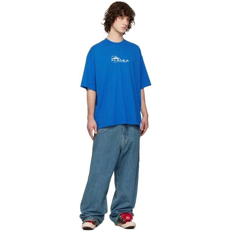 Alaska Graphic Print Royal Blue Oversized T-Shirt