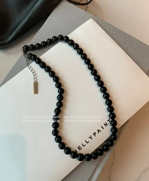 Design Black Onyx Bead Choker Necklace Jewelry - 14