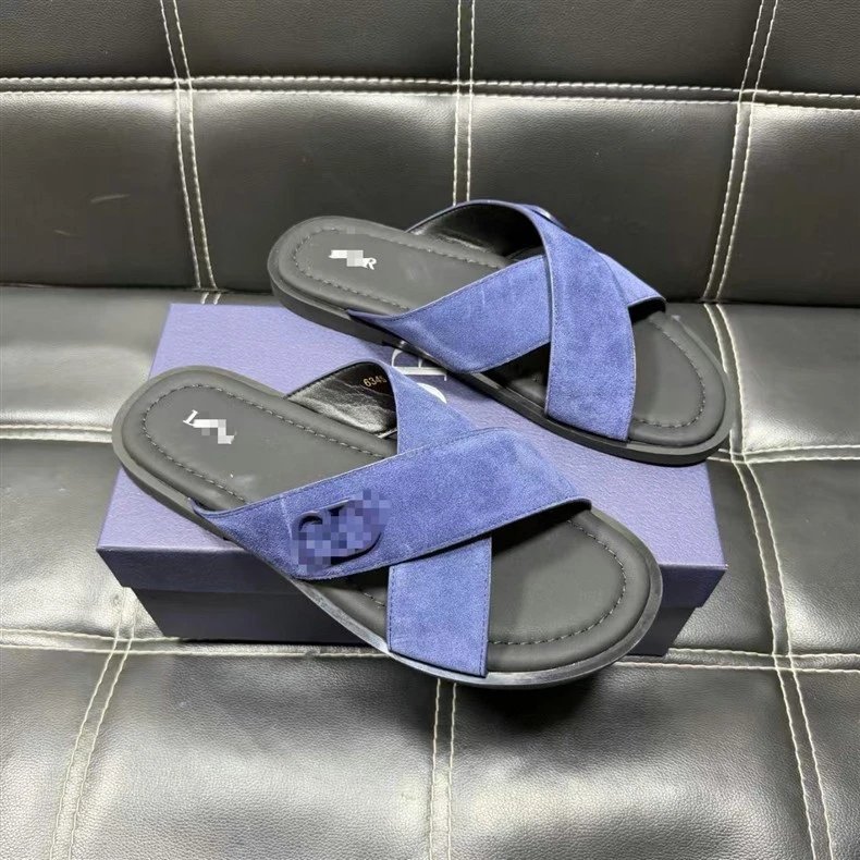 Design Suede Slide Sandals Purple / Black Slippers - 8