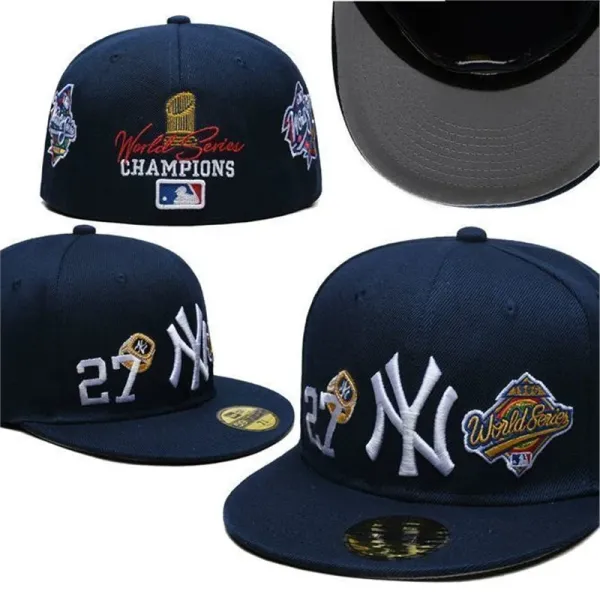 New York Yankees World Series Champions 2009 Commemorative Navy Fitted Baseball Cap Hats - 1