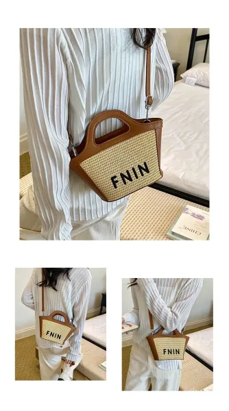 Design FNIN Woven Top-Handle Mini Bag Black Handbags - 8
