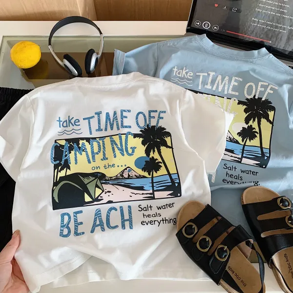 Design Embroidered Graphic T-Shirt Light Blue T-Shirt - 13