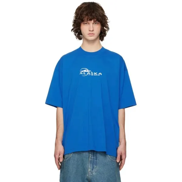 Design Alaska 'The Last Frontier' Graphic T-Shirt Blue T-Shirts - 6