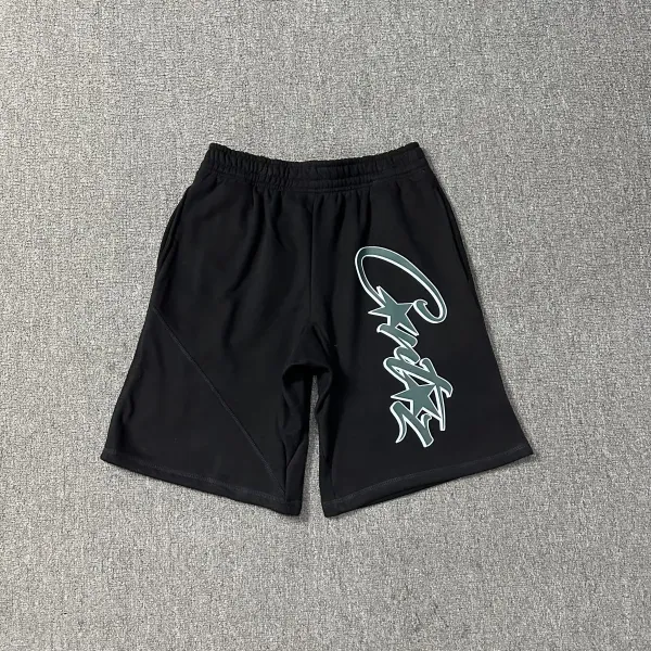 Design Graphic Print Black Sweat Shorts - 29