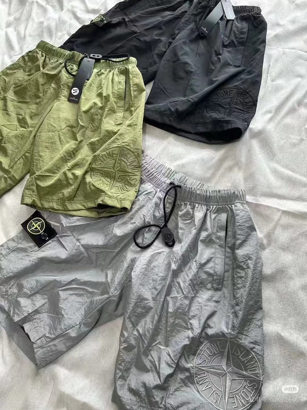 Stone Island Shadow Project Nylon Metal Shorts in Olive, Black, and Silver - 12
