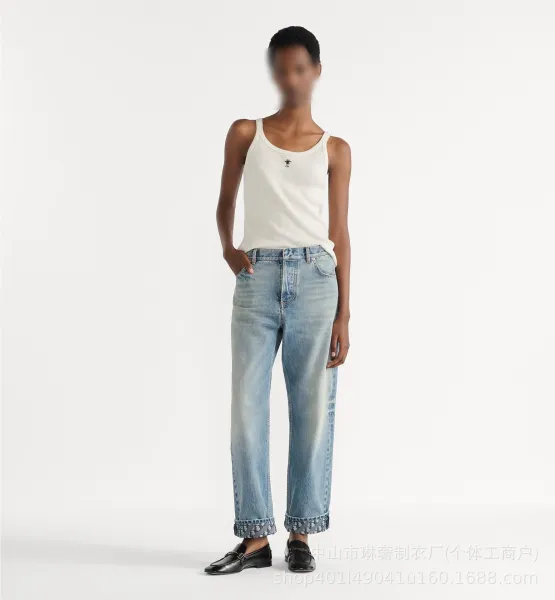 Saint Laurent Ripped Straight-Leg Light Wash Jeans - 5
