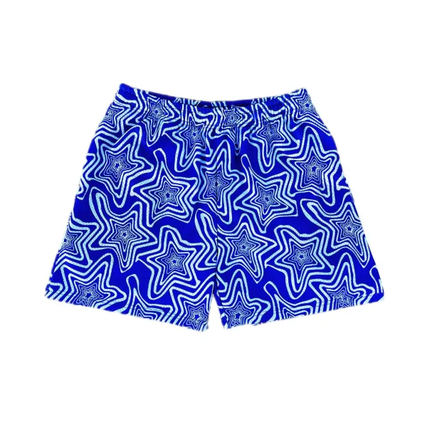 Design Star Pattern Neon Green Mesh Shorts - 5