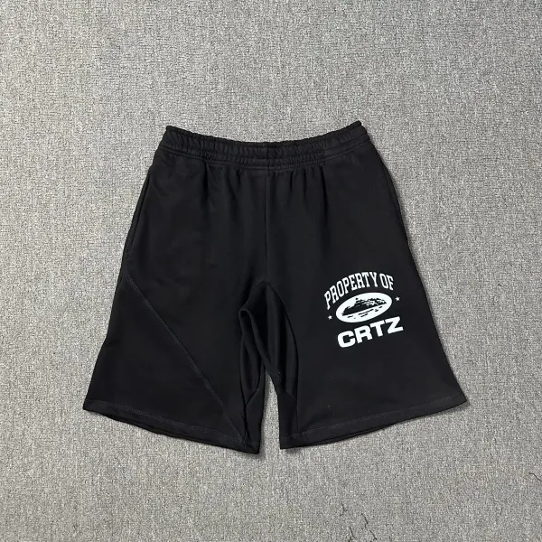 Design Graphic Print Black Sweat Shorts - 34