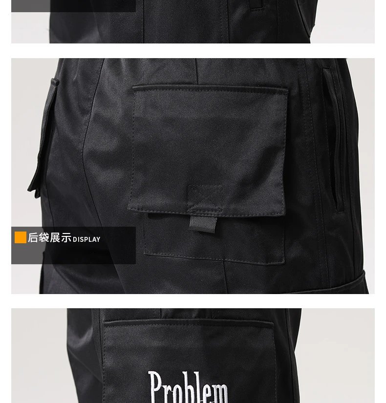 Design Cargo Pants with 'Problem' Embroidery Army Green Pants - 16
