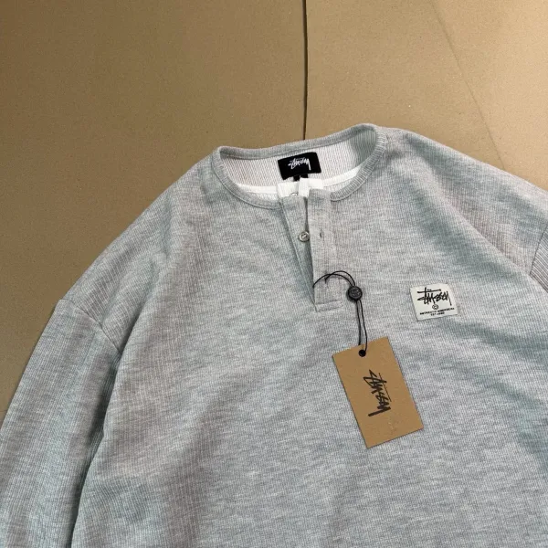 Stussy Ribbed Henley Long Sleeve Shirt Brown - 15