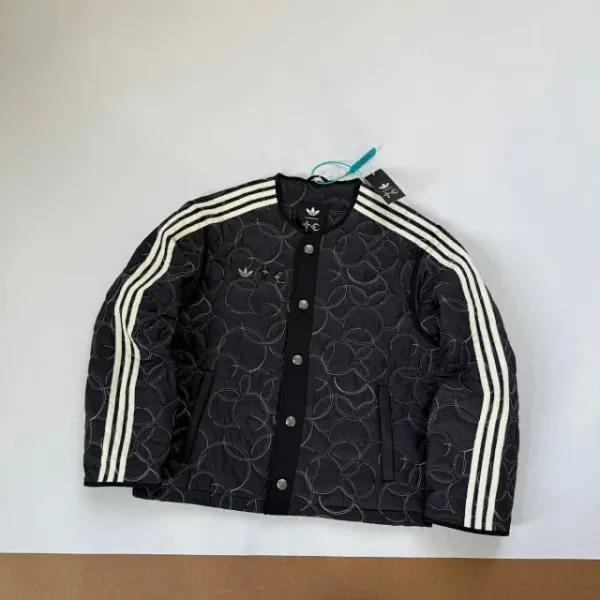 Adidas Originals Quilted Track Jacket Black with White Stripes Outerwear - 16