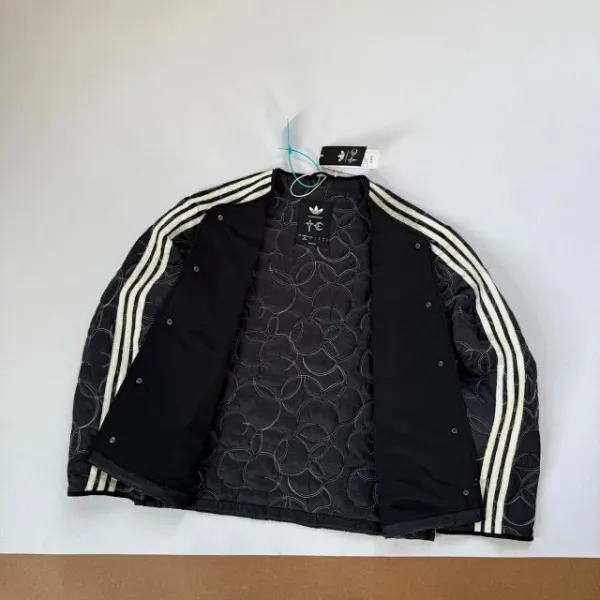 Adidas Originals Quilted Track Jacket Black with White Stripes Outerwear - 17