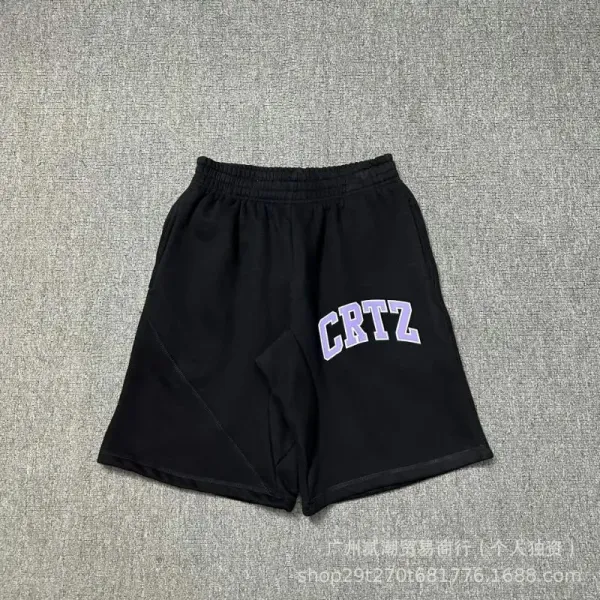 Design Graphic Print Black Sweat Shorts - 44