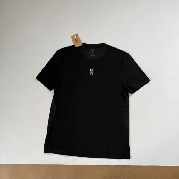 Design Short-Sleeve Ribbed T-Shirt with Colorful Logo Print Black - 21