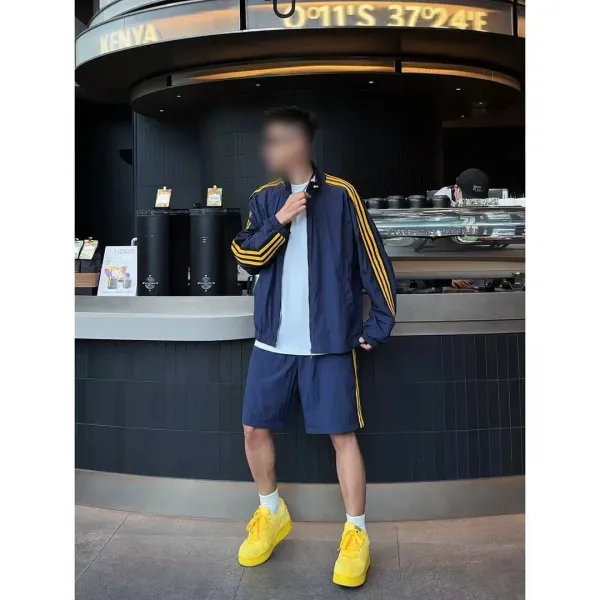 Adidas Originals Track Jacket and Shorts Set Navy Yellow Tracksuit - 1