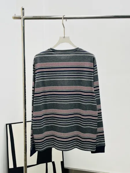 Design Striped Oversized Long-Sleeve Top in Gray Multicolor - 8