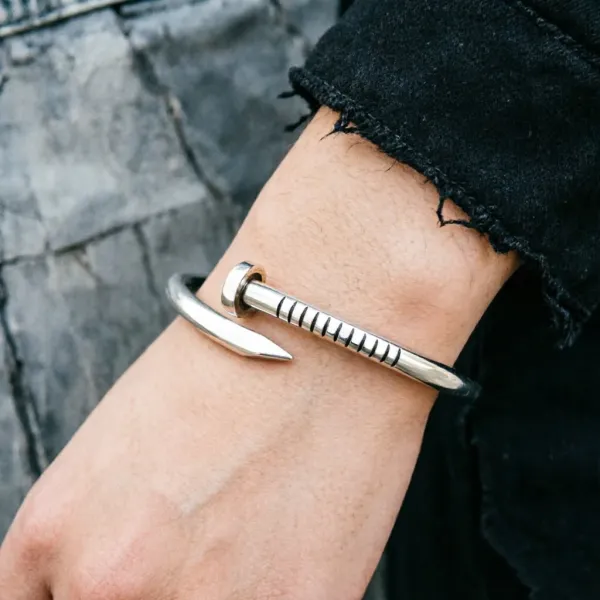 Chrome Hearts Nail Bracelet Silver Jewelry - 7