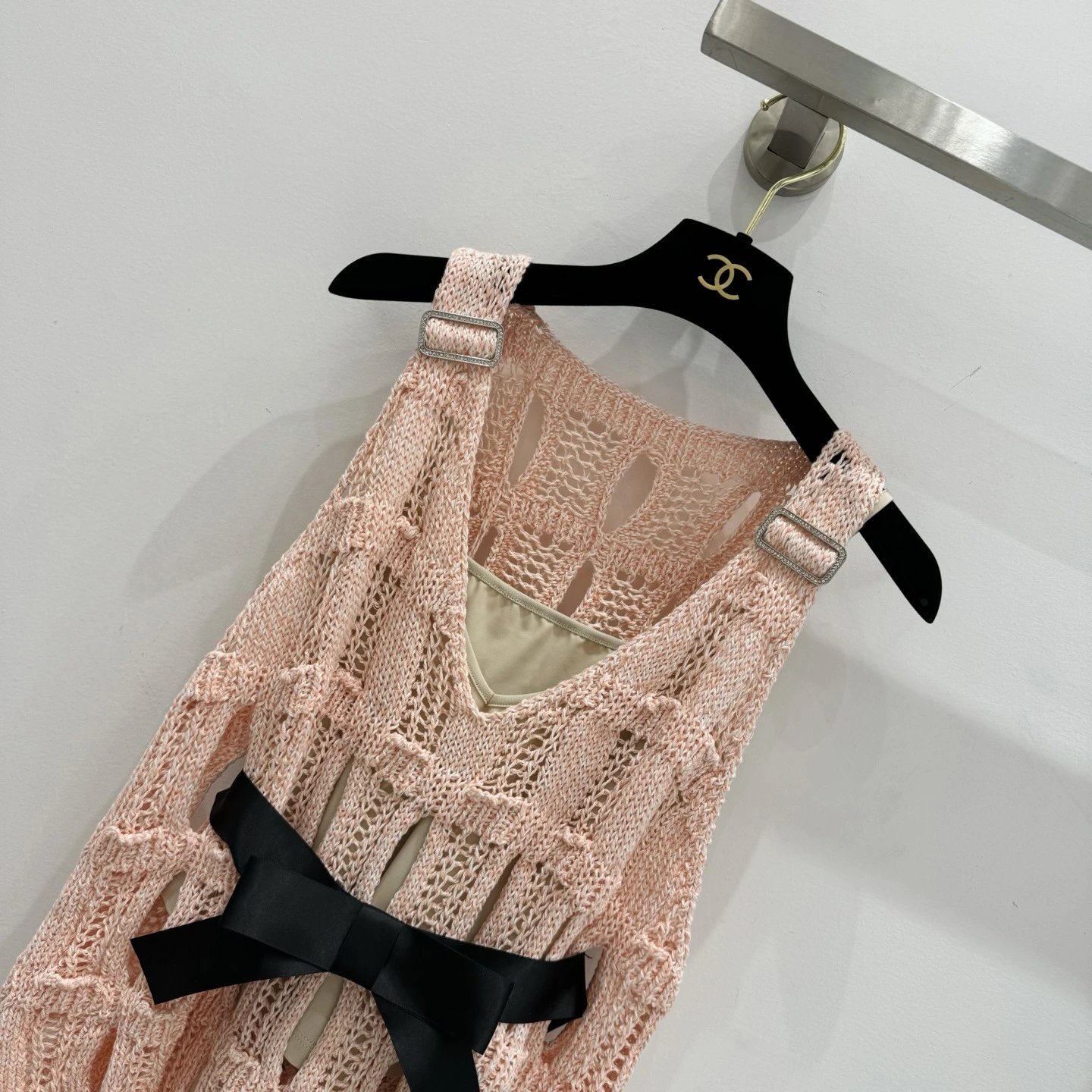 Chanel Knit Vest Top with Leather Belt Beige - 6