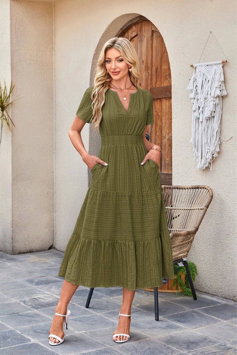 Design Tiered Ruffle Midi Dress Pink - 29