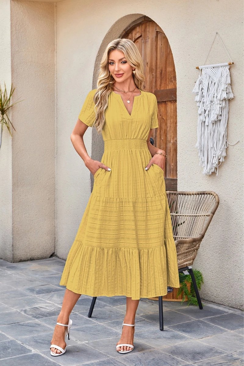 Design Tiered Ruffle Midi Dress Pink - 32