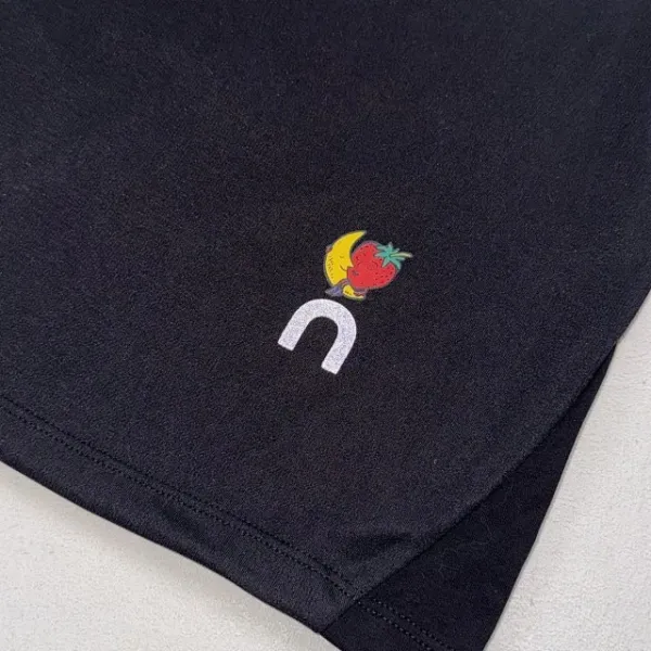 Design Short-Sleeve Ribbed T-Shirt with Colorful Logo Print Black - 35
