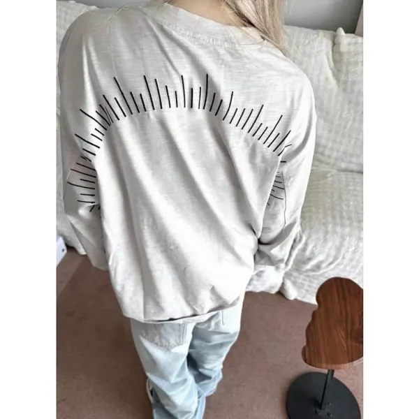 Design Henley Shirt with Embroidered Lines Black Tops Shirt - 8