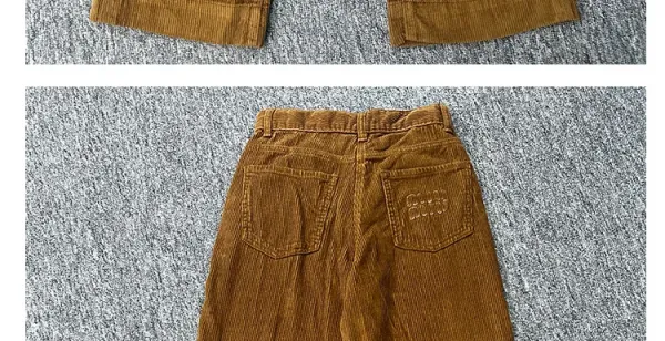 Design Corduroy Wide-Leg Trousers in Mustard Brown Pants - 9