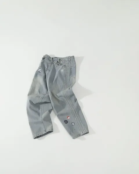 Design Custom Embellished Light Wash Wide-Leg Jeans - 5