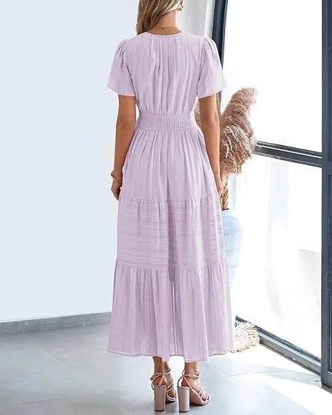 Design Tiered Ruffle Midi Dress Pink - 39