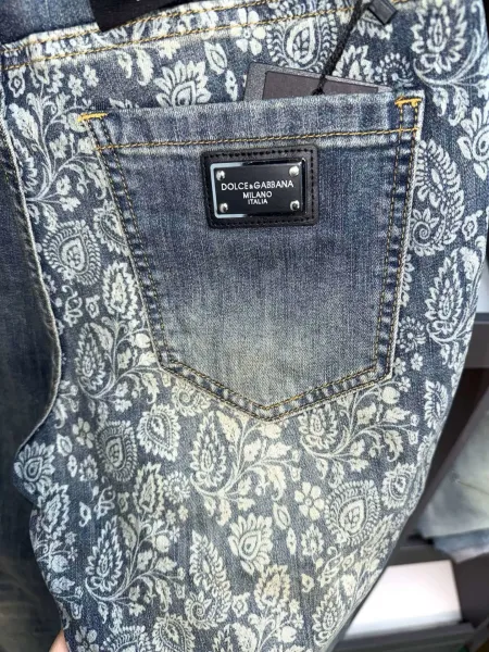 Dolce & Gabbana Floral Print Denim Jeans Blue - 4