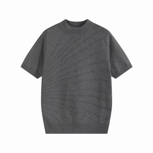Design Short-Sleeve Turtleneck Sweater Gray - 12