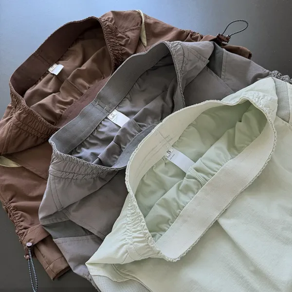 Design Lightweight Mesh-Panel Drawstring Shorts Sage Green - 14