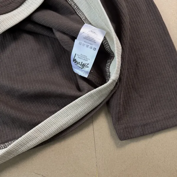Stussy Ribbed Henley Long Sleeve Shirt Brown - 19